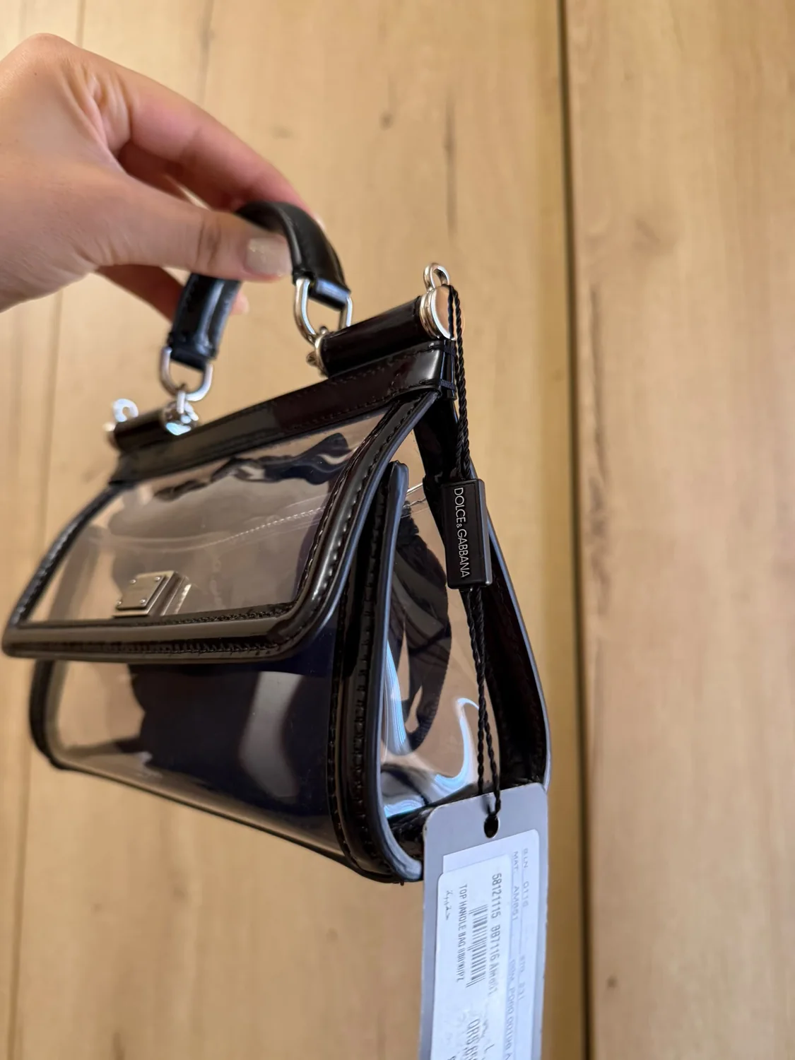 Transparent black designer handbag